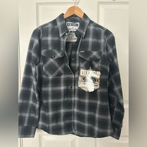 DIXXON The Continental Black and Gray Plaid Button Down Long Sleeve NWT